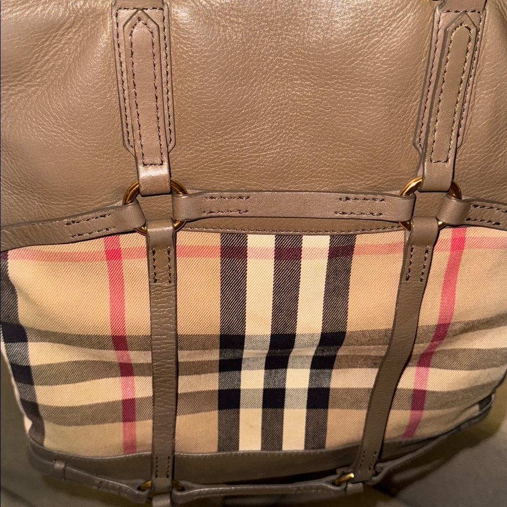 BURBERRY House Check Bridle CalfskinTote Bag vintage tan brown - Picture 17 of 17
